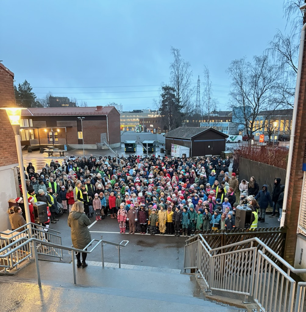 En stor folkemengde på en julesamling